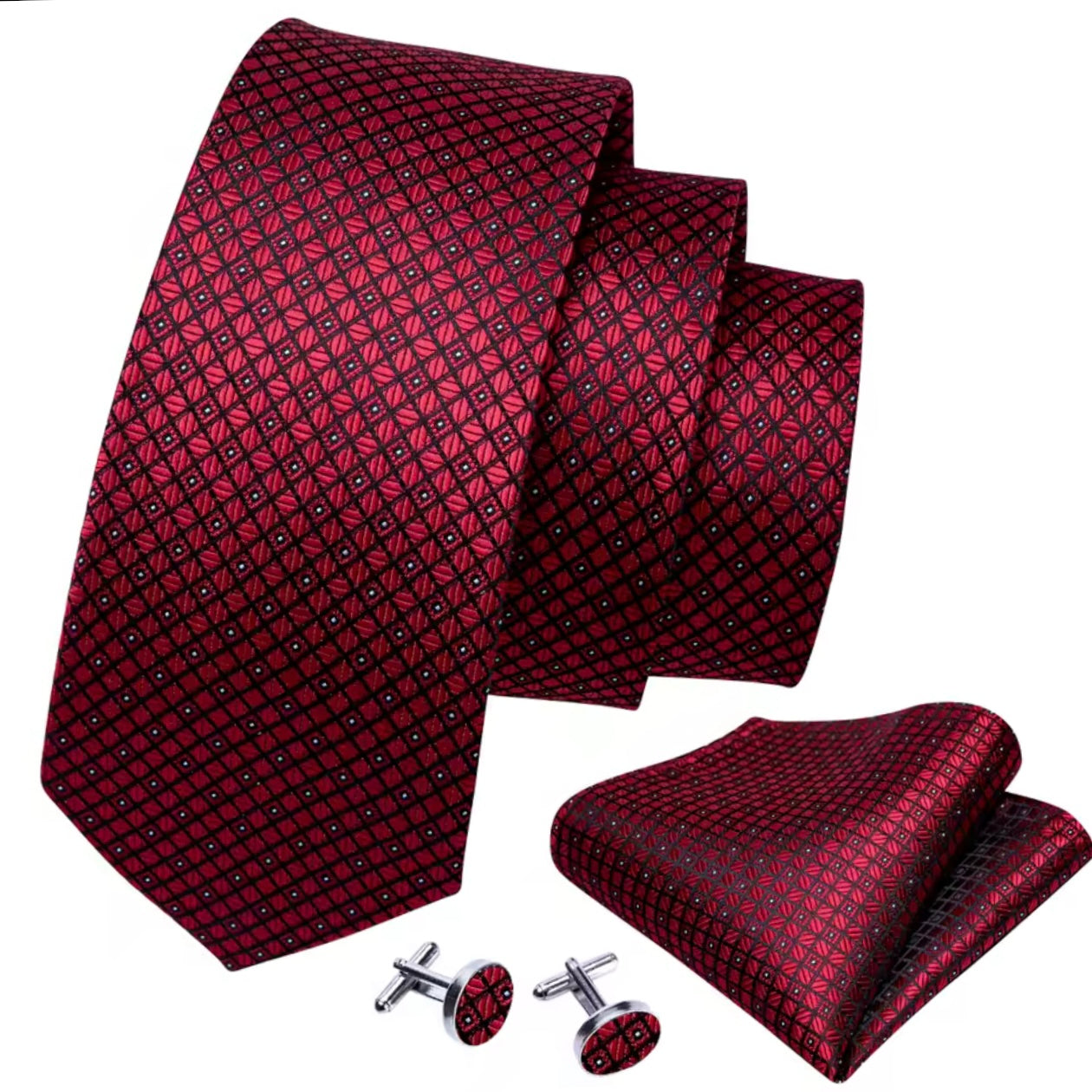 Red Black Dot Necktie Set