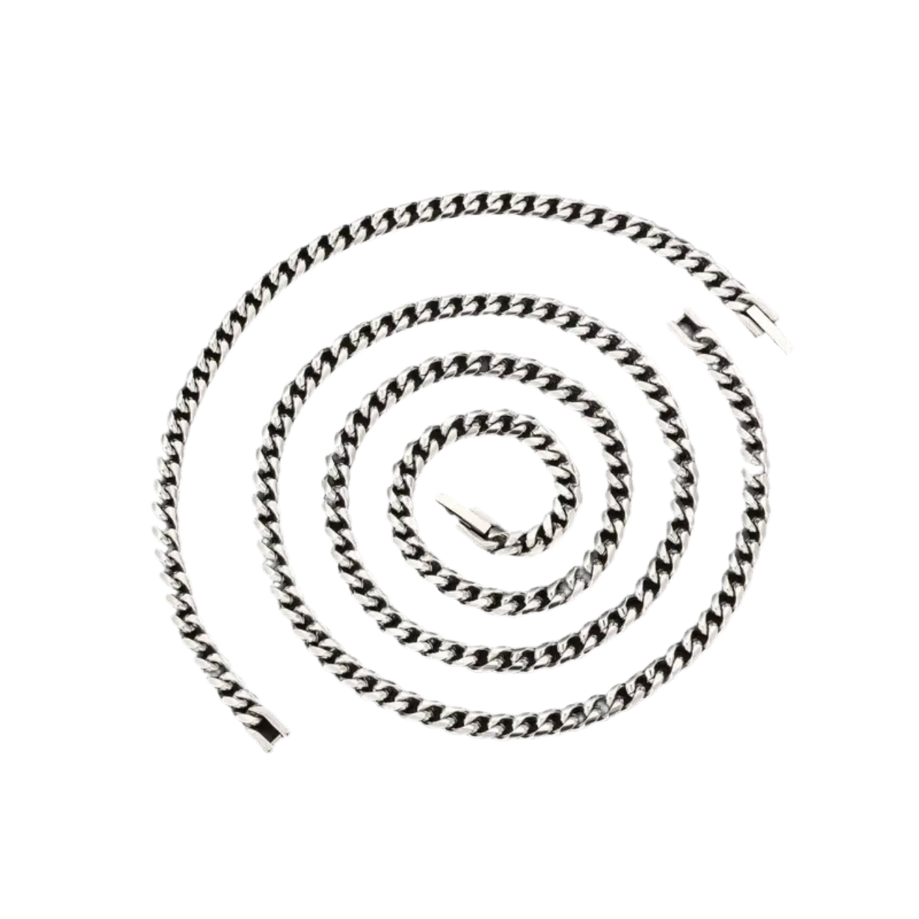 Silver Cuban Chain Jewelry Set