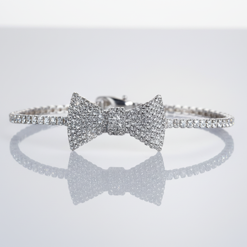 Bow Choker Necklace Silver