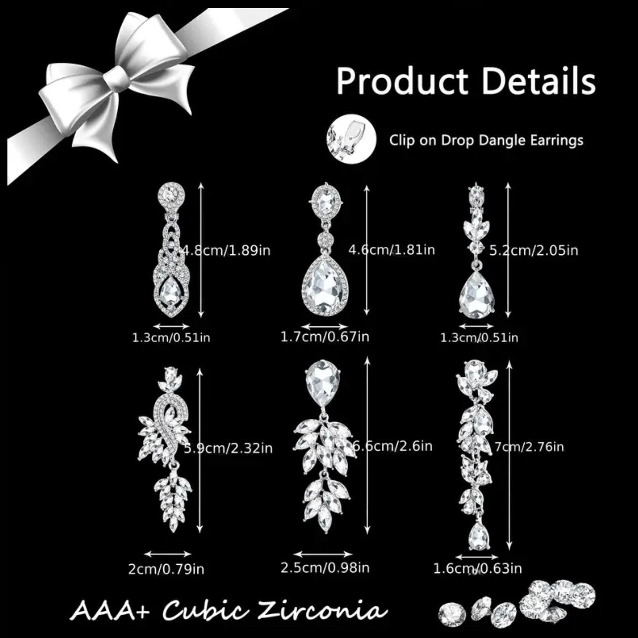 Zircon Clip Earrings