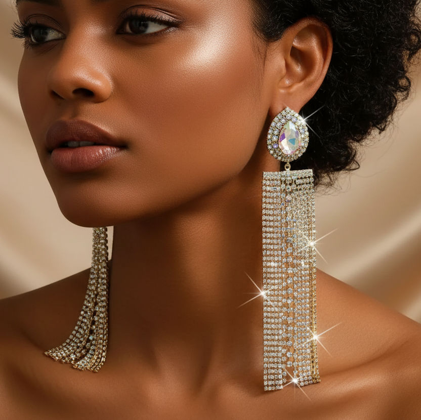 Gold Exaggerated Tassel Earrings