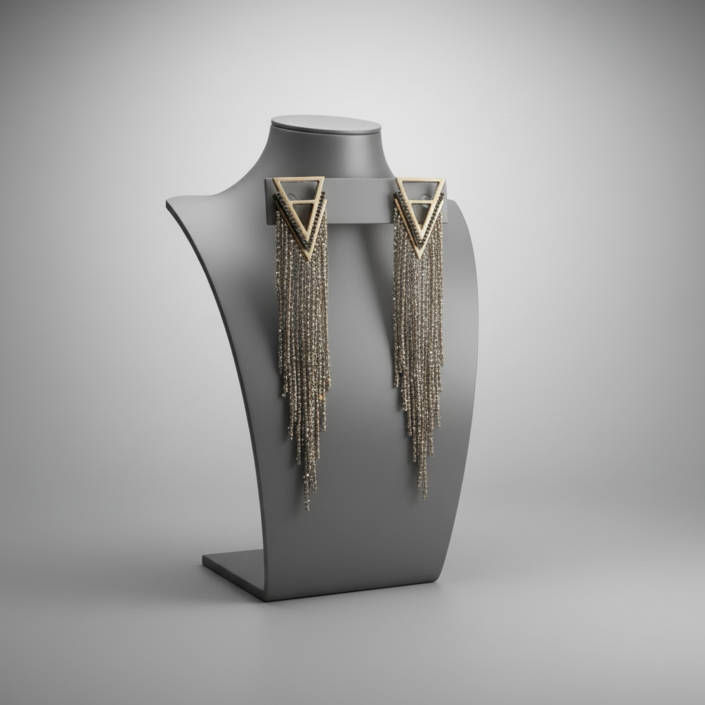 Beaded Black Tassel Earrings