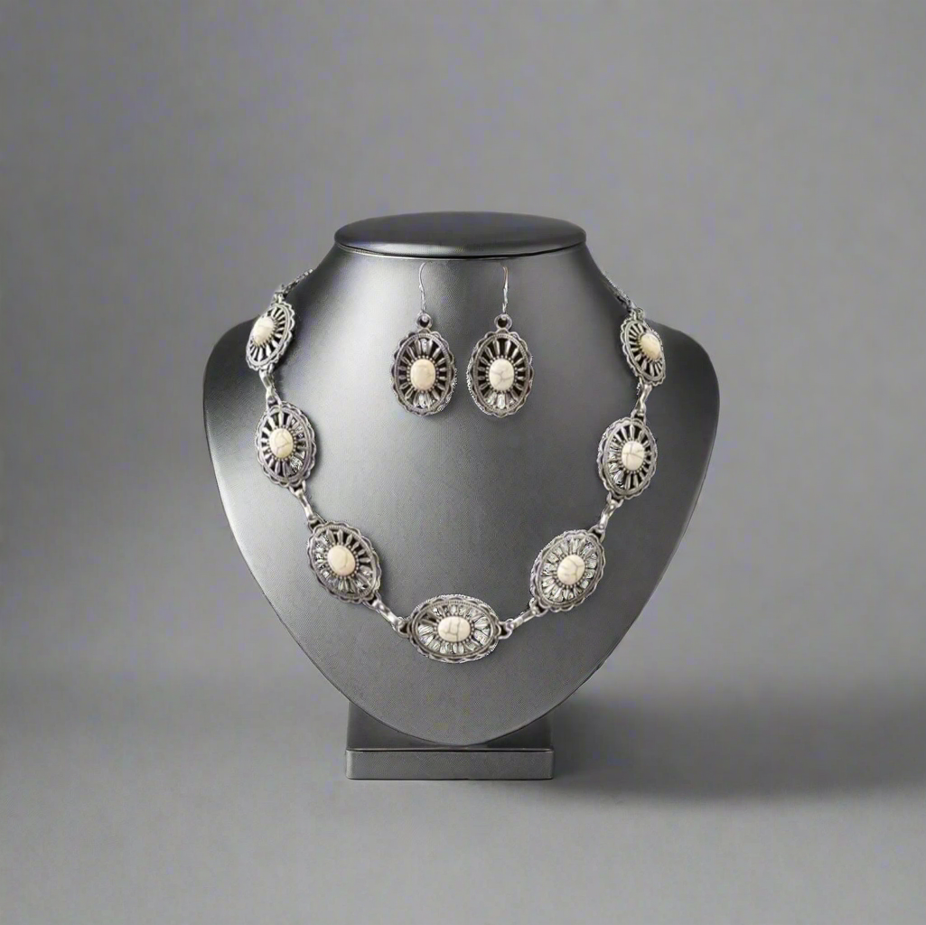 White Turquoise Concho Set