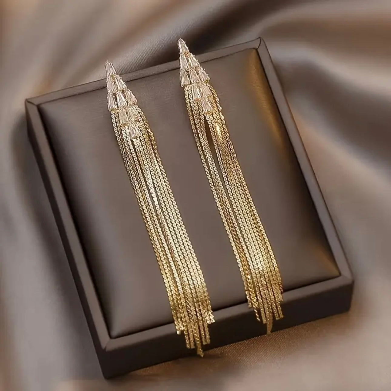 Gold Chain Tassel Earrings