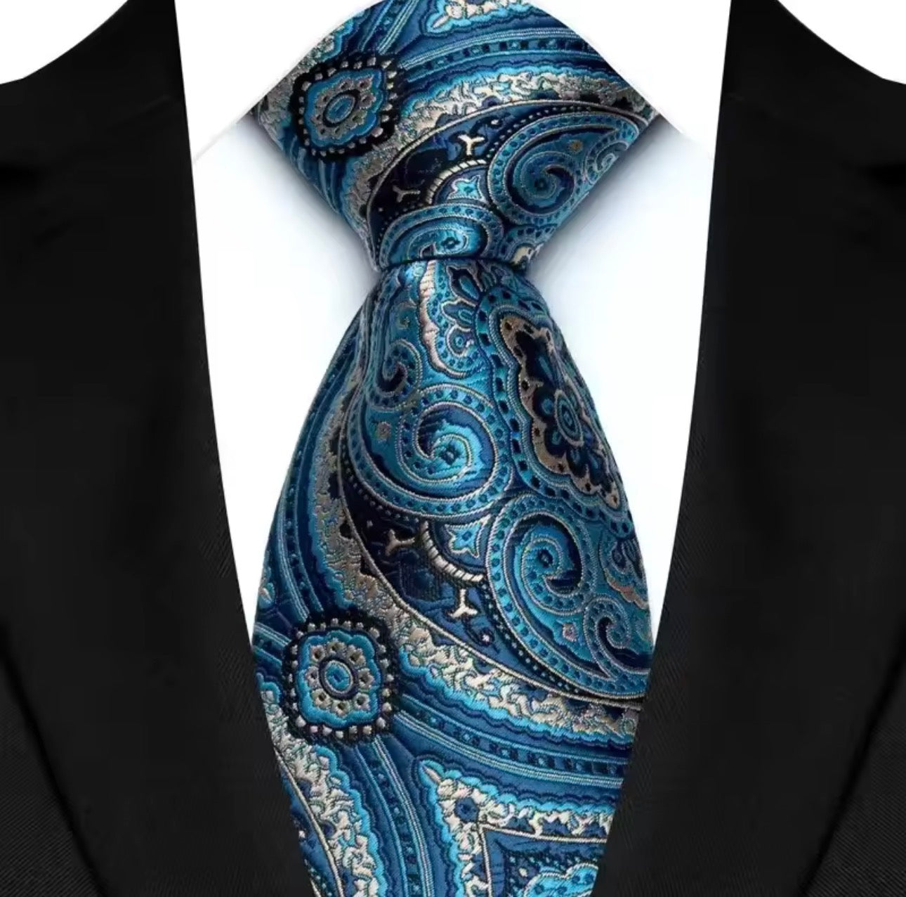 Blue Paisley Fashion Necktie Set