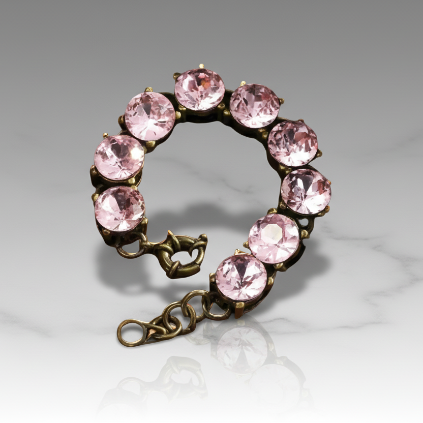 Pink Rhinestones Tennis Bracelet