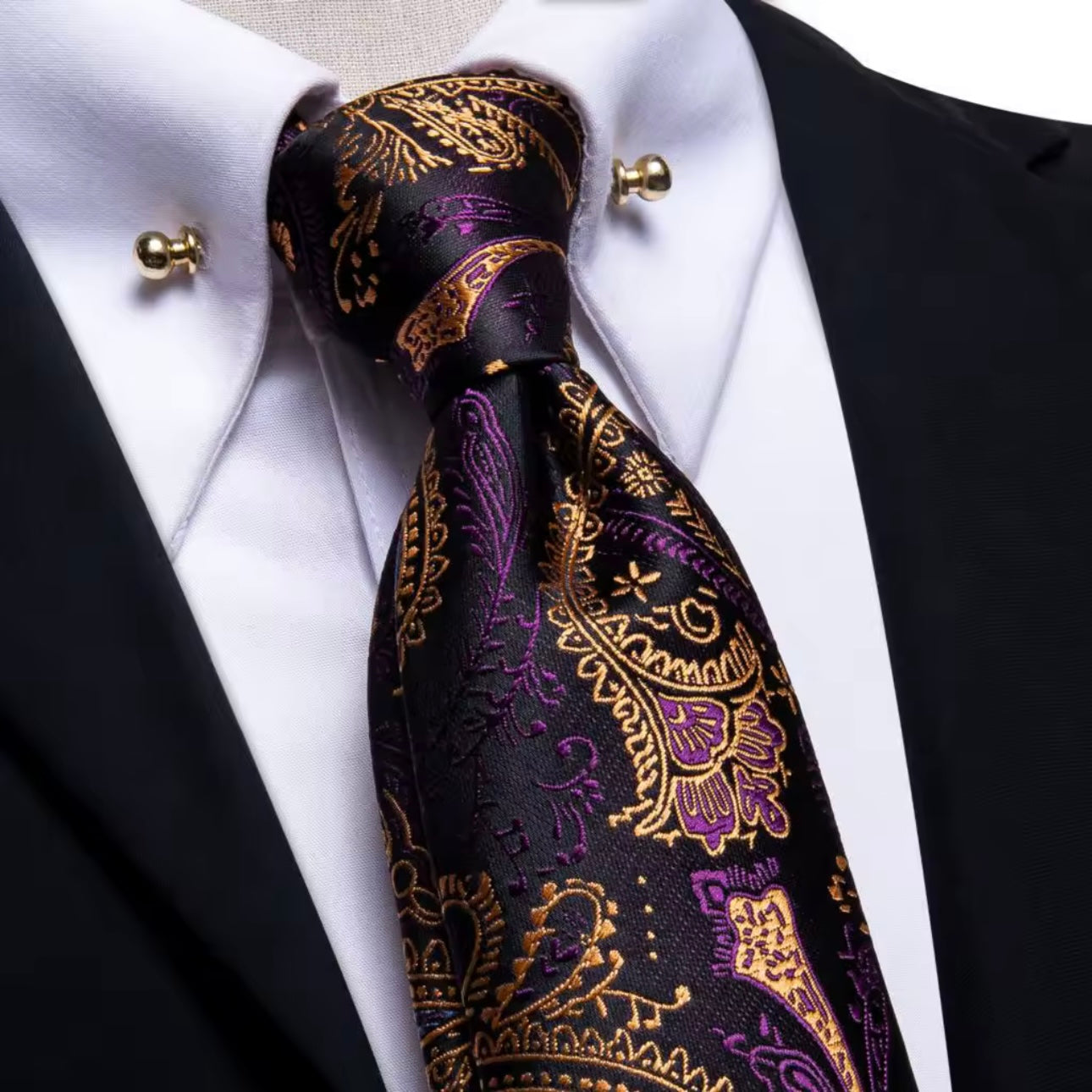 Purple Gold Necktie Set