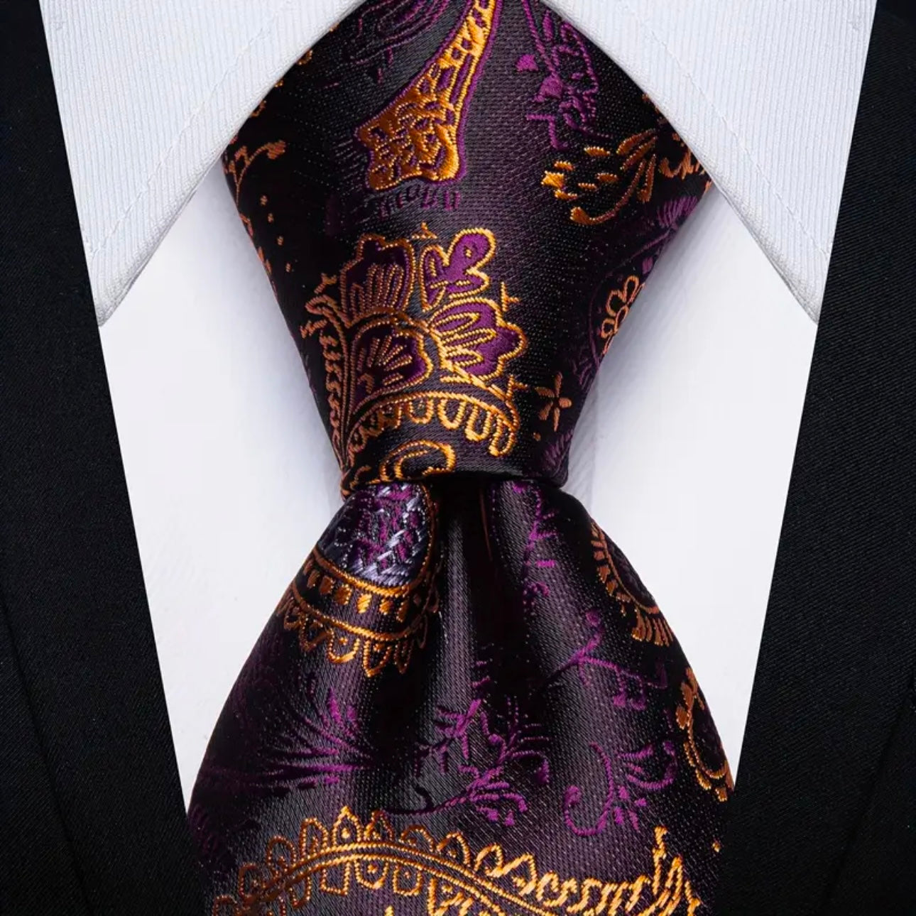 Purple Gold Necktie Set