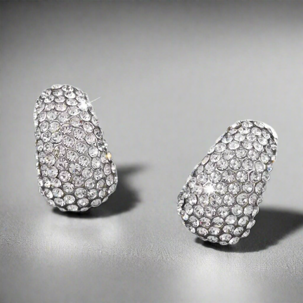 Clear Rhinestone Clip Earrings