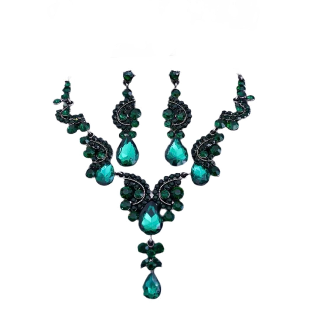 Green Black Tiara Jewelry Set