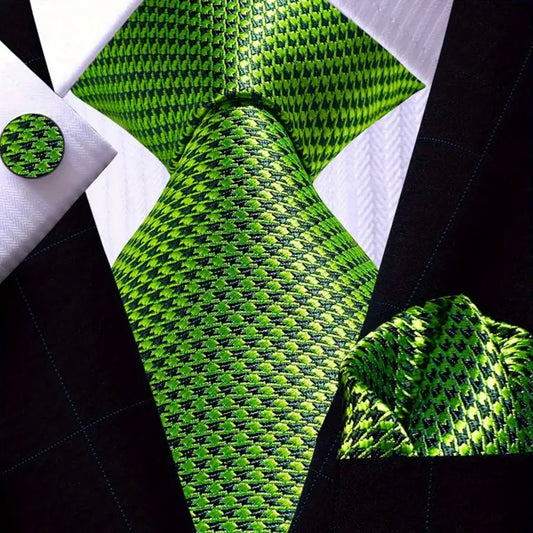 Green Black Necktie Set
