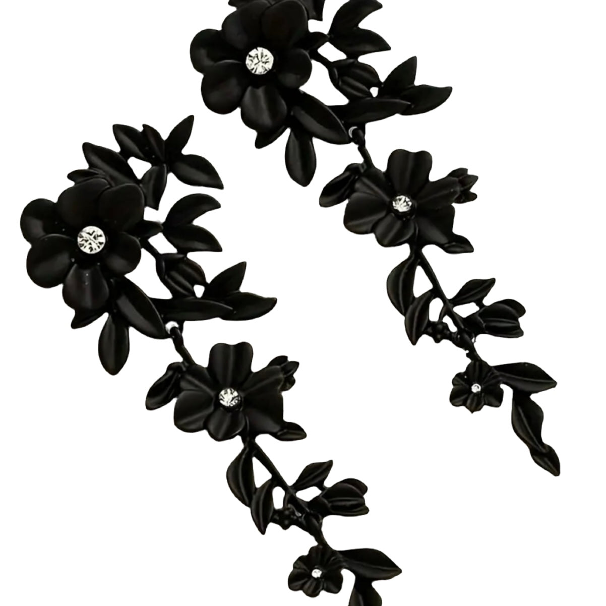 Floral Black Earrings
