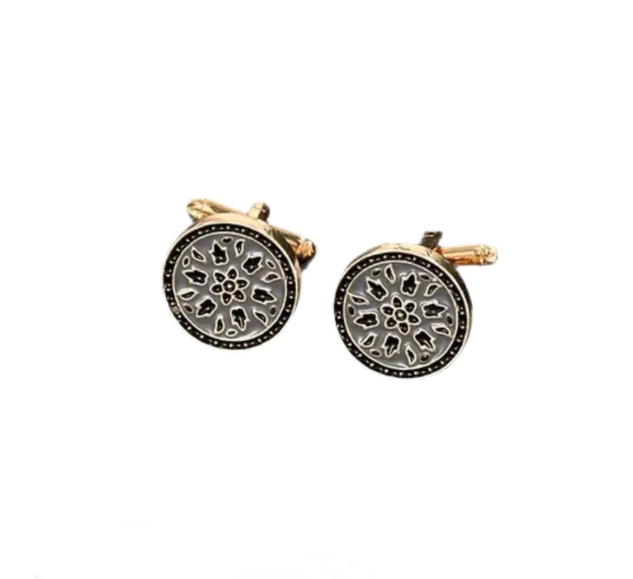 Gold Grey French Cufflinks