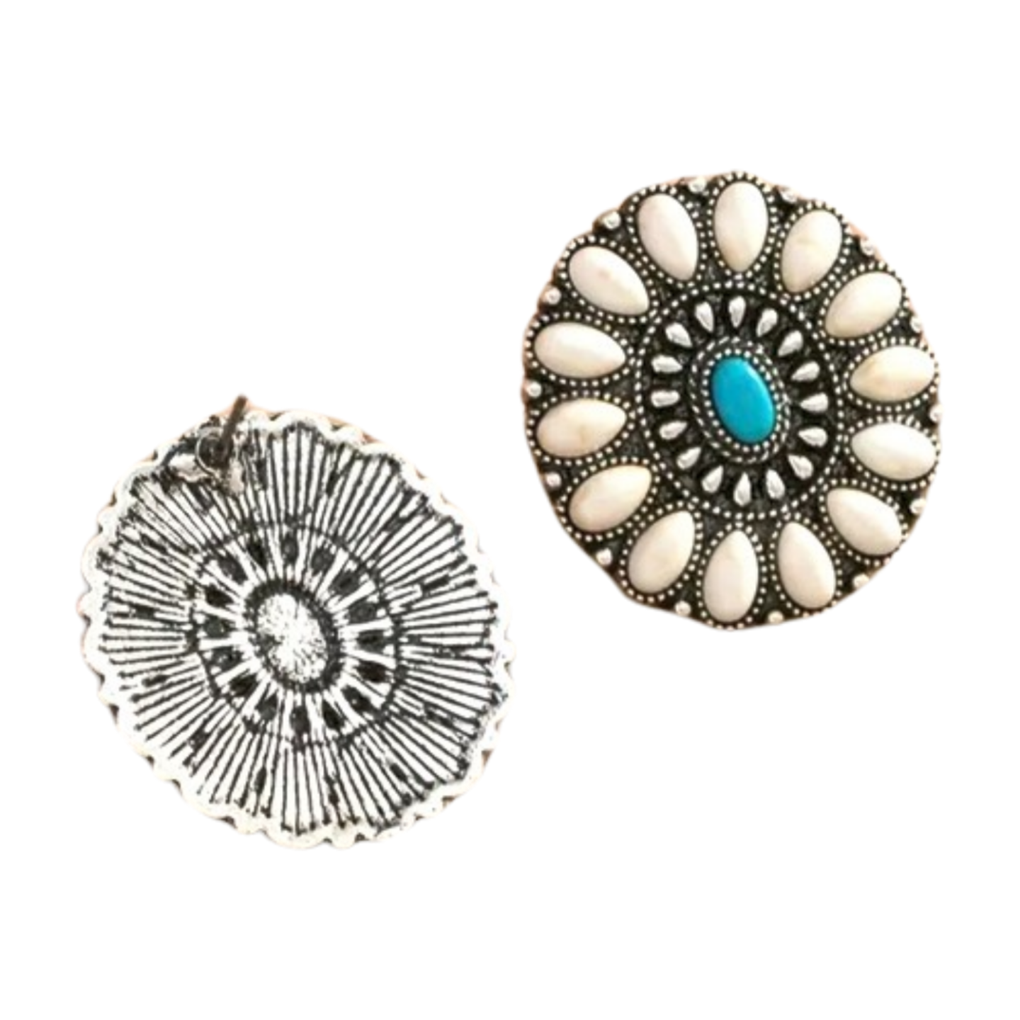White Blue Turquoise Earrings