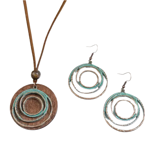 Blue Wood Boho Jewelry Set