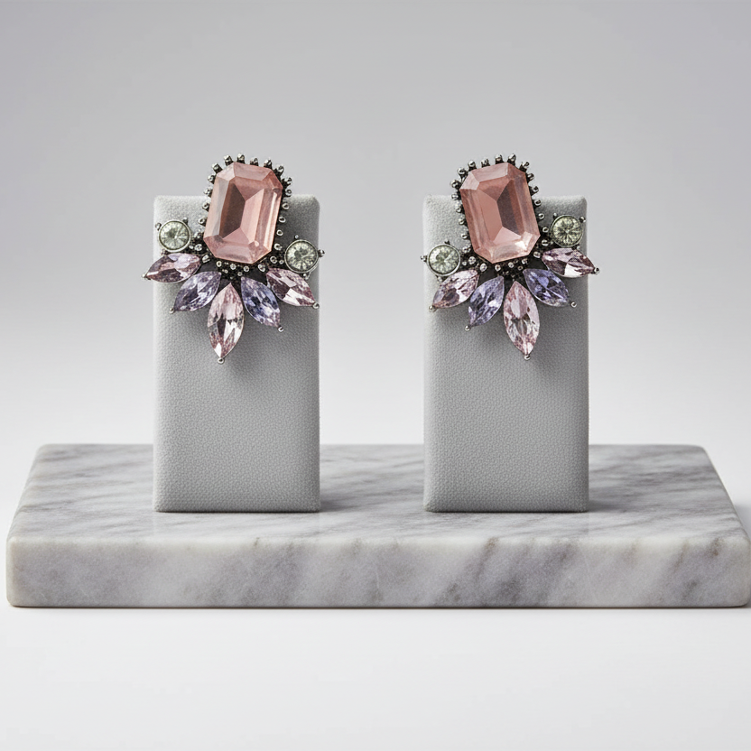 Art Deco Pink Earrings