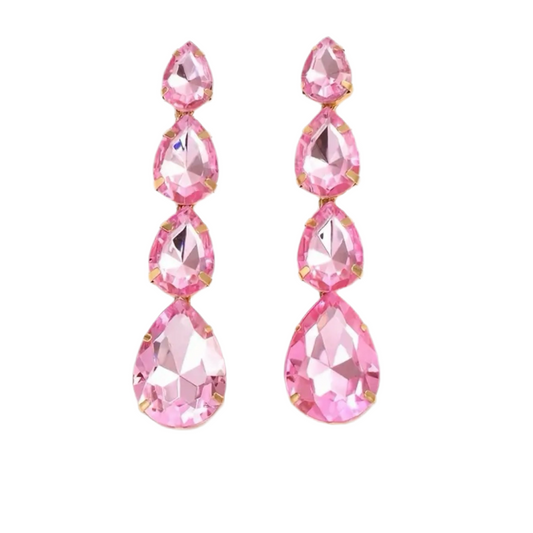 Pink Long Water Drop Earrings