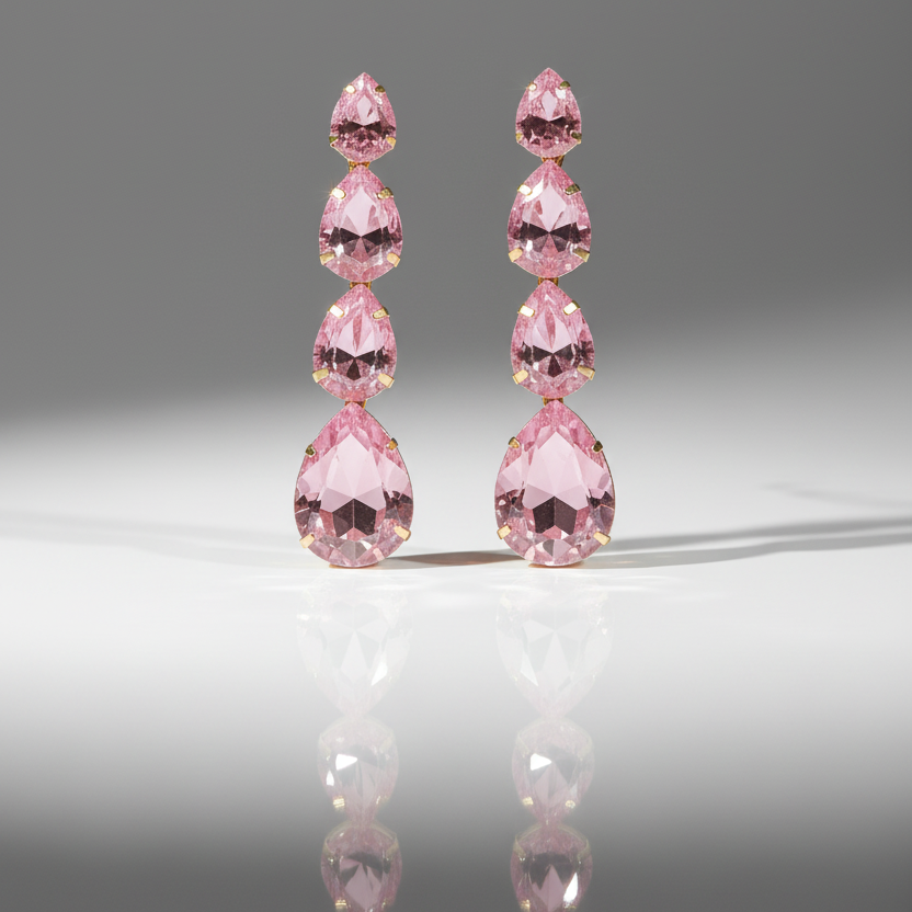 Pink Water Drop Earrings