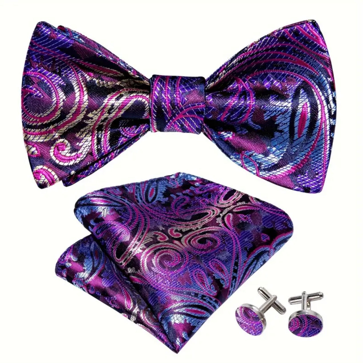 Purple Paisley Bowtie Set