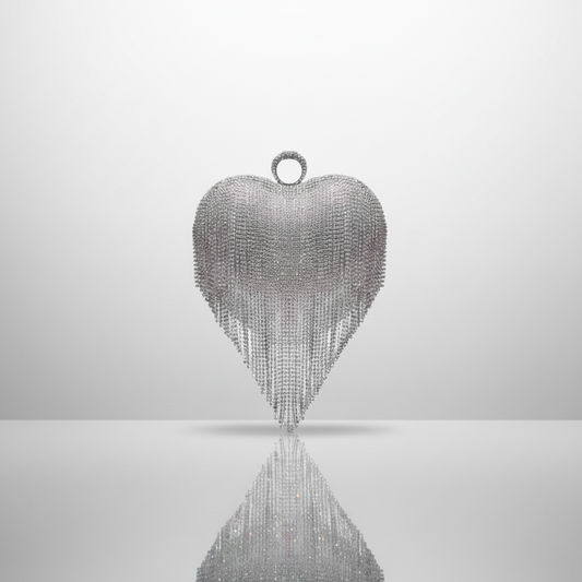 Heart Rhinestone Tassel Evening Bag
