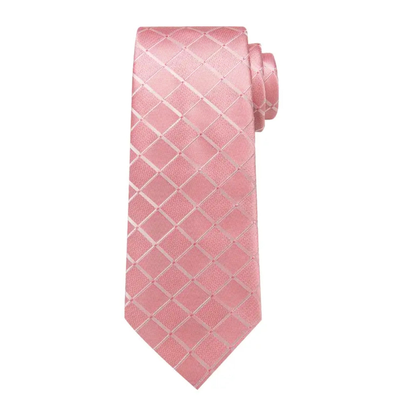 Pink Blush Plaid Necktie Set