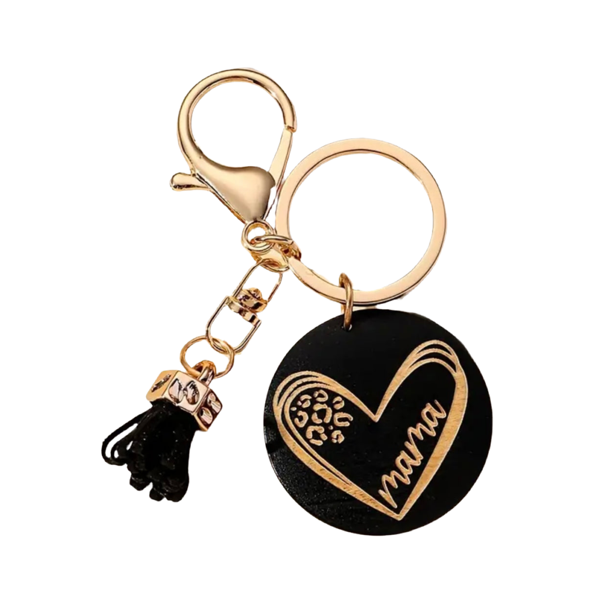Mama Tassel Black Keychain