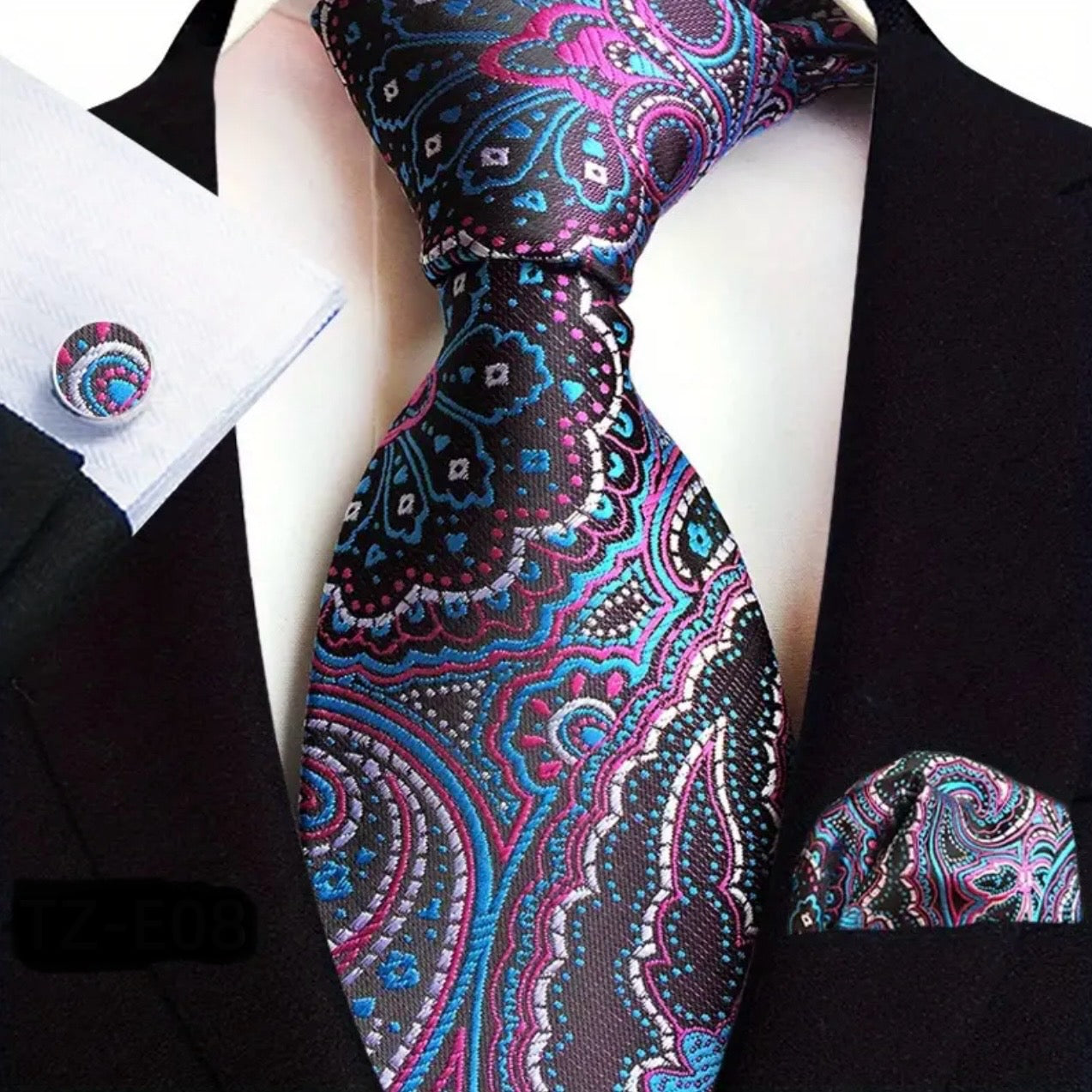 Pink Blue Necktie Set