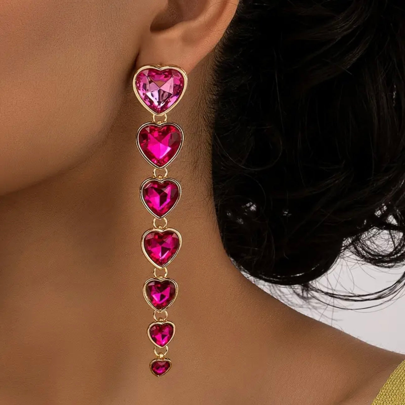Rose Red Pink Heart Earrings