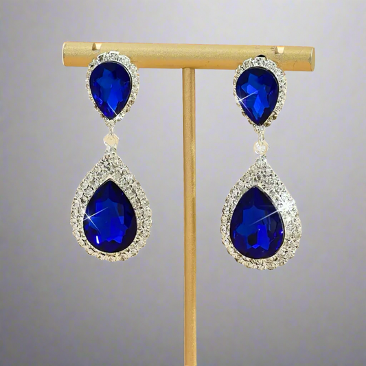 Blue Royal Clear Glamorous Earrings