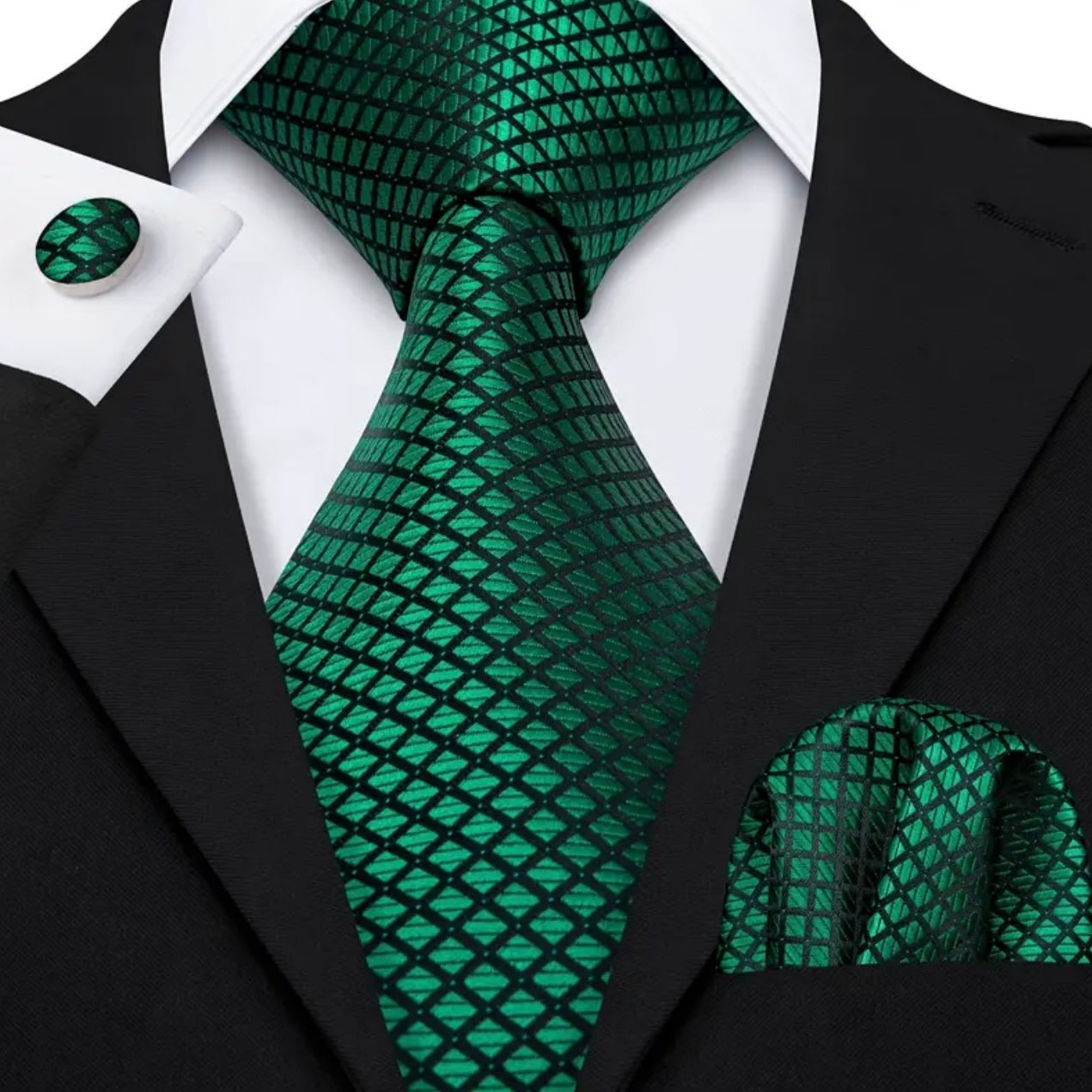 Green Black Plaid Necktie Box Set