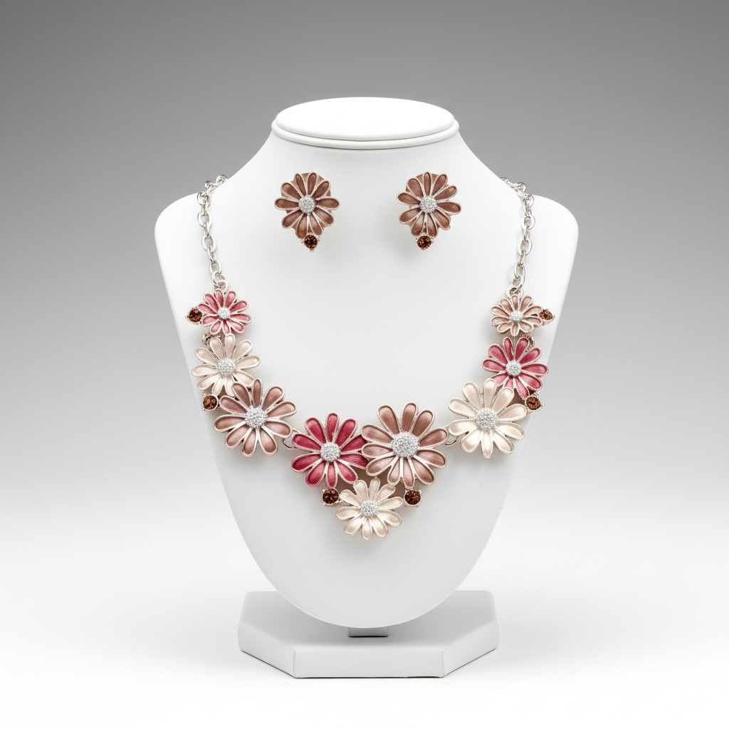 Pink Floral Jewelry Set