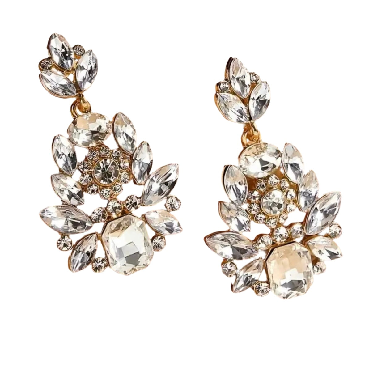 Clear Gold Rhinestone Earrings