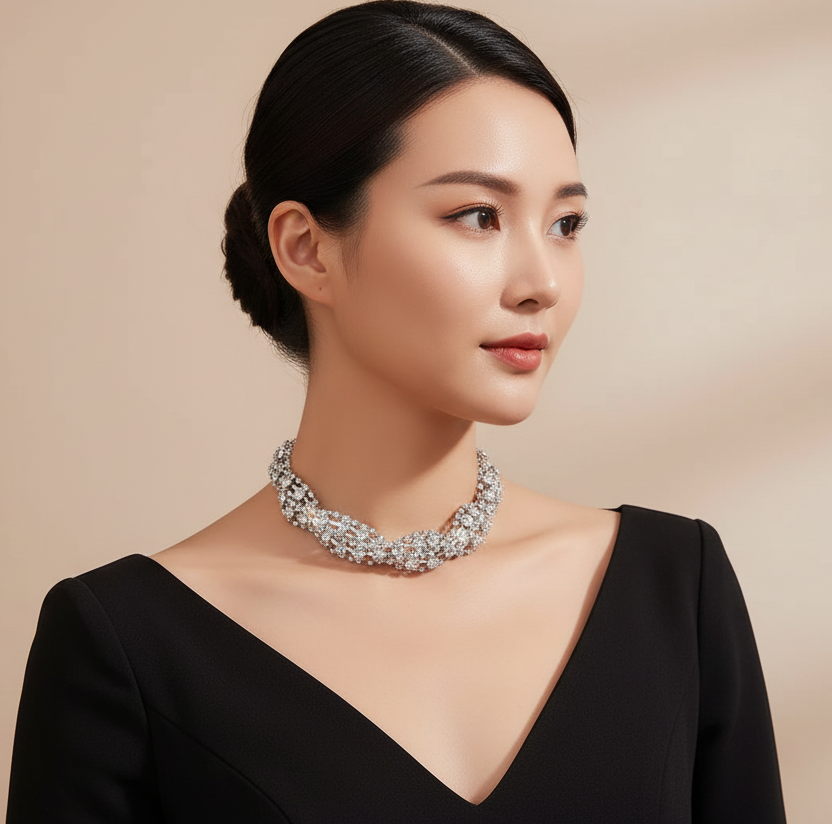 Sparkling Twist Choker Clavicle Necklace
