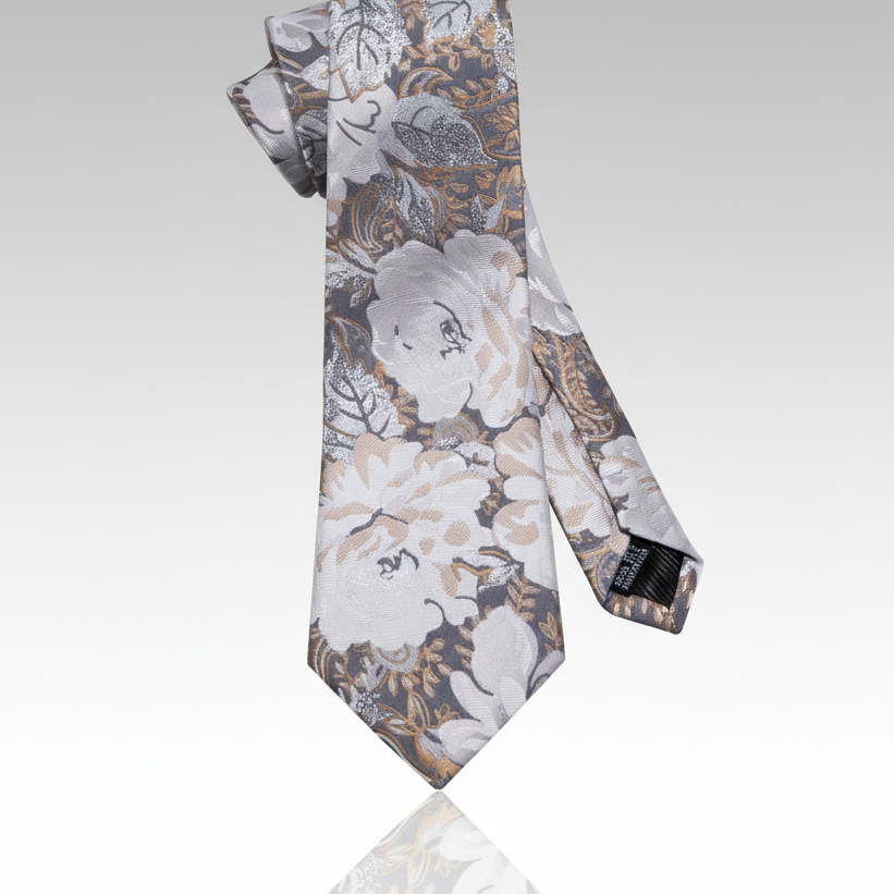 Glittery Neutrals Floral Necktie Set