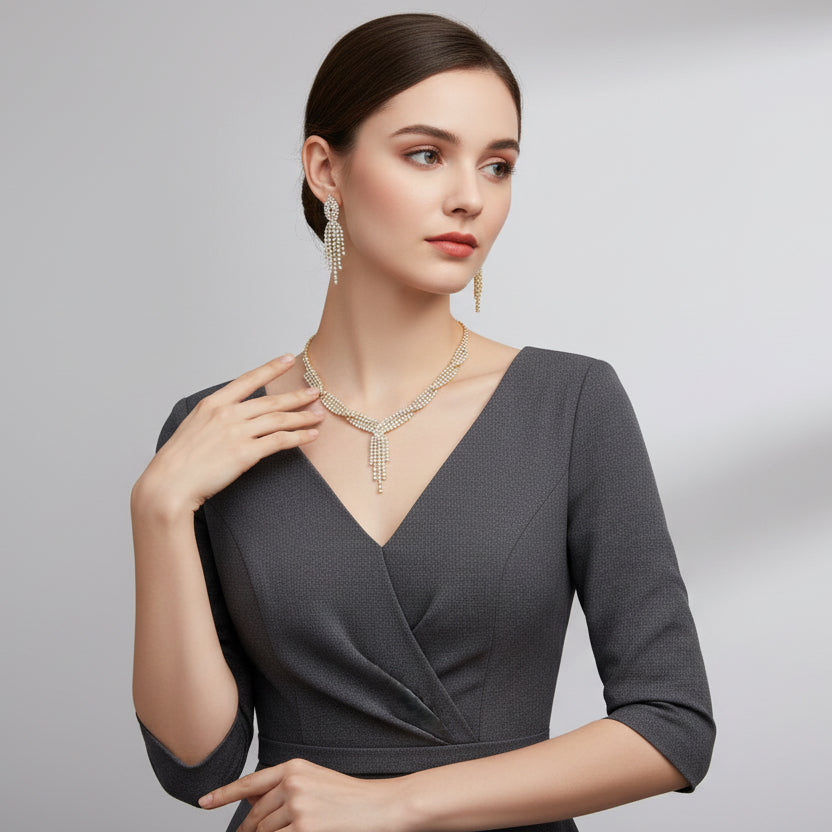 Golden Tassel Jewelry Set