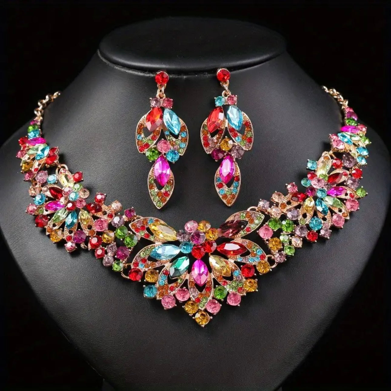 Multicolor Flowers Jewelry Set