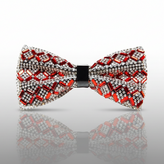 Red Clear Rhinestone Bow Tie