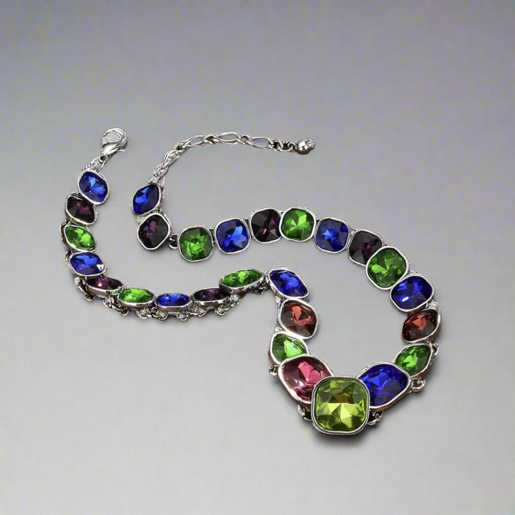 Multicolor Square Rhinestone Necklace