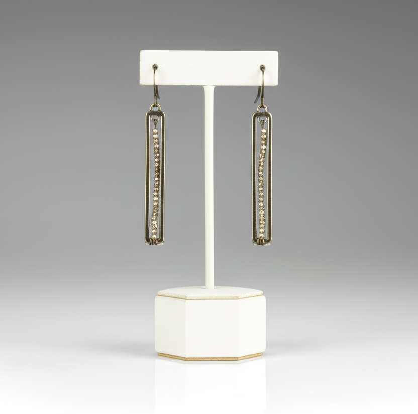 Beaded Bronze Drop Earrings