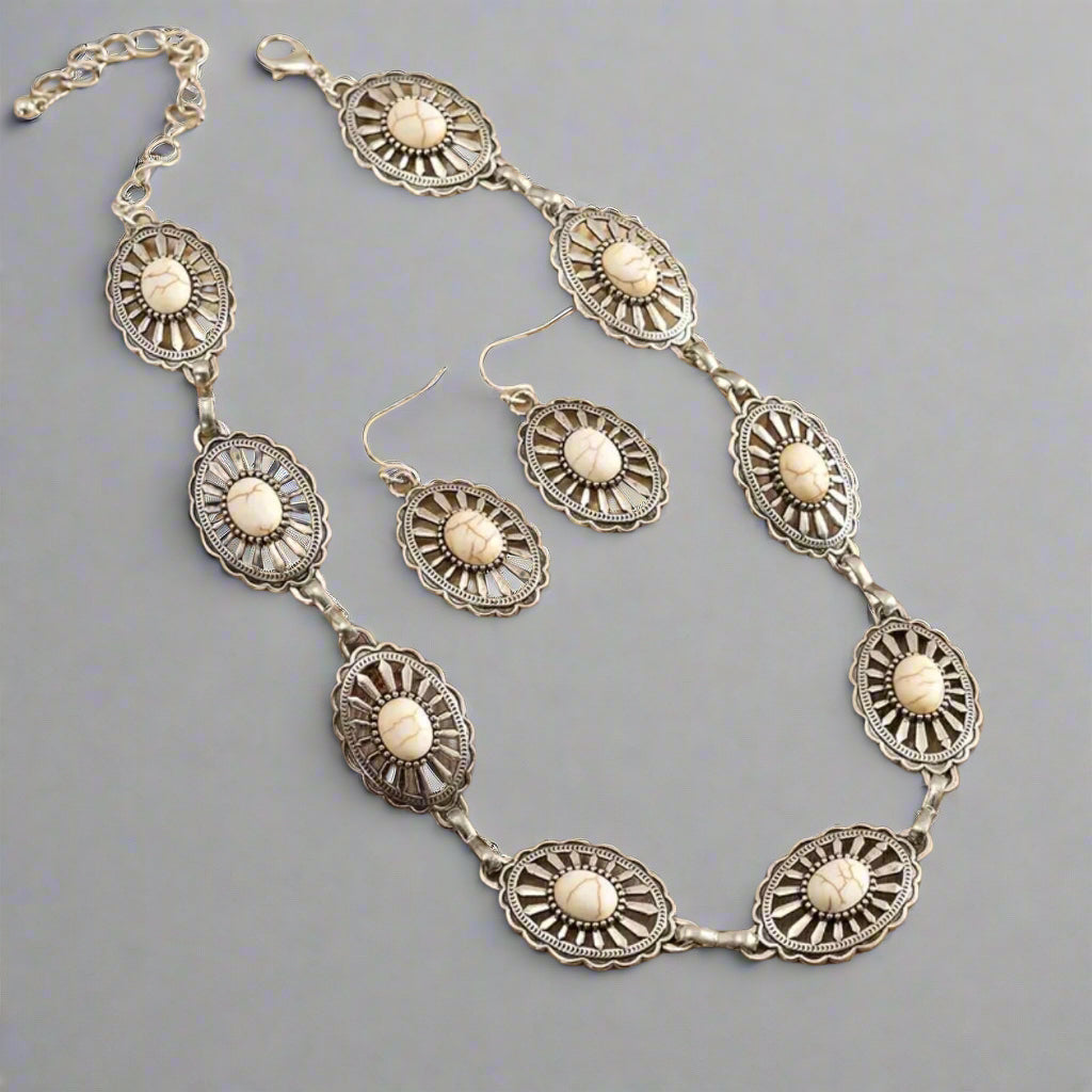 White Turquoise Concho Set