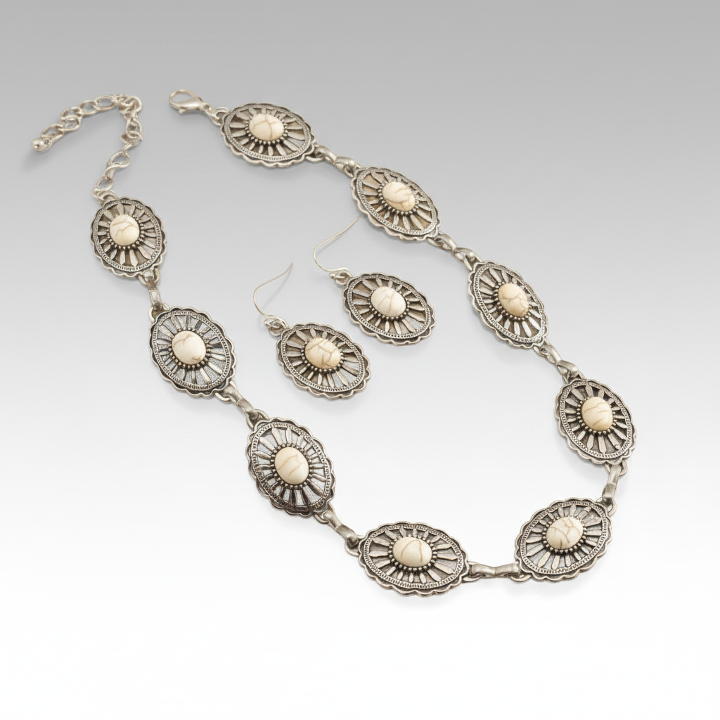 White Turquoise Concho Set