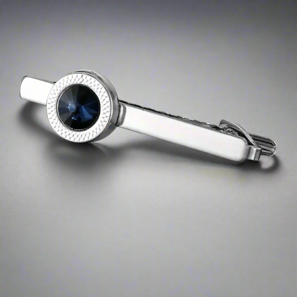 Blue Cufflinks Tie Clip Set