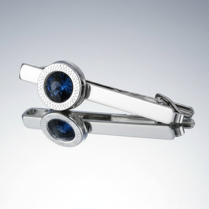 Blue Cufflinks Tie Clip Set