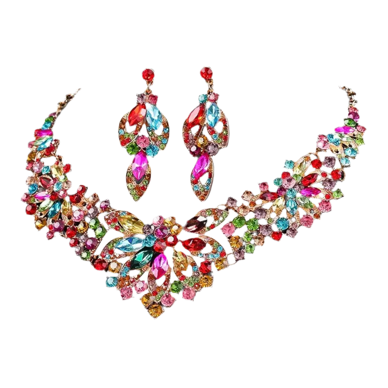 Multicolor Flowers Jewelry Set