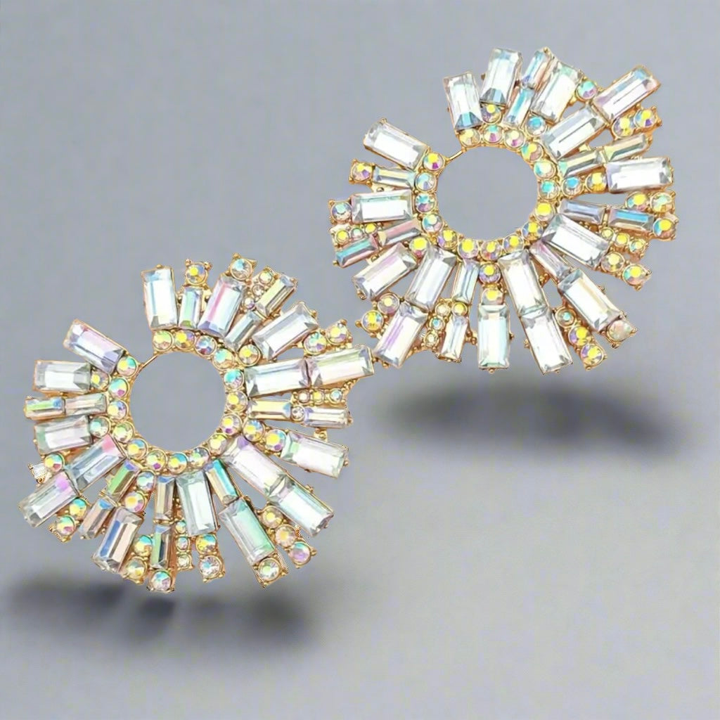 Bold Iridescent Gold Geometric Earrings