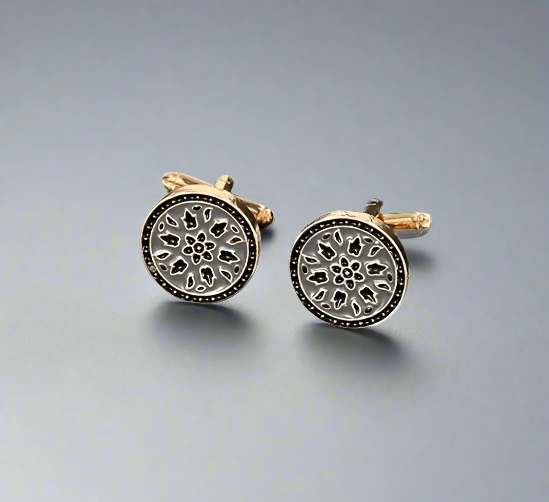 Gold Grey French Cufflinks