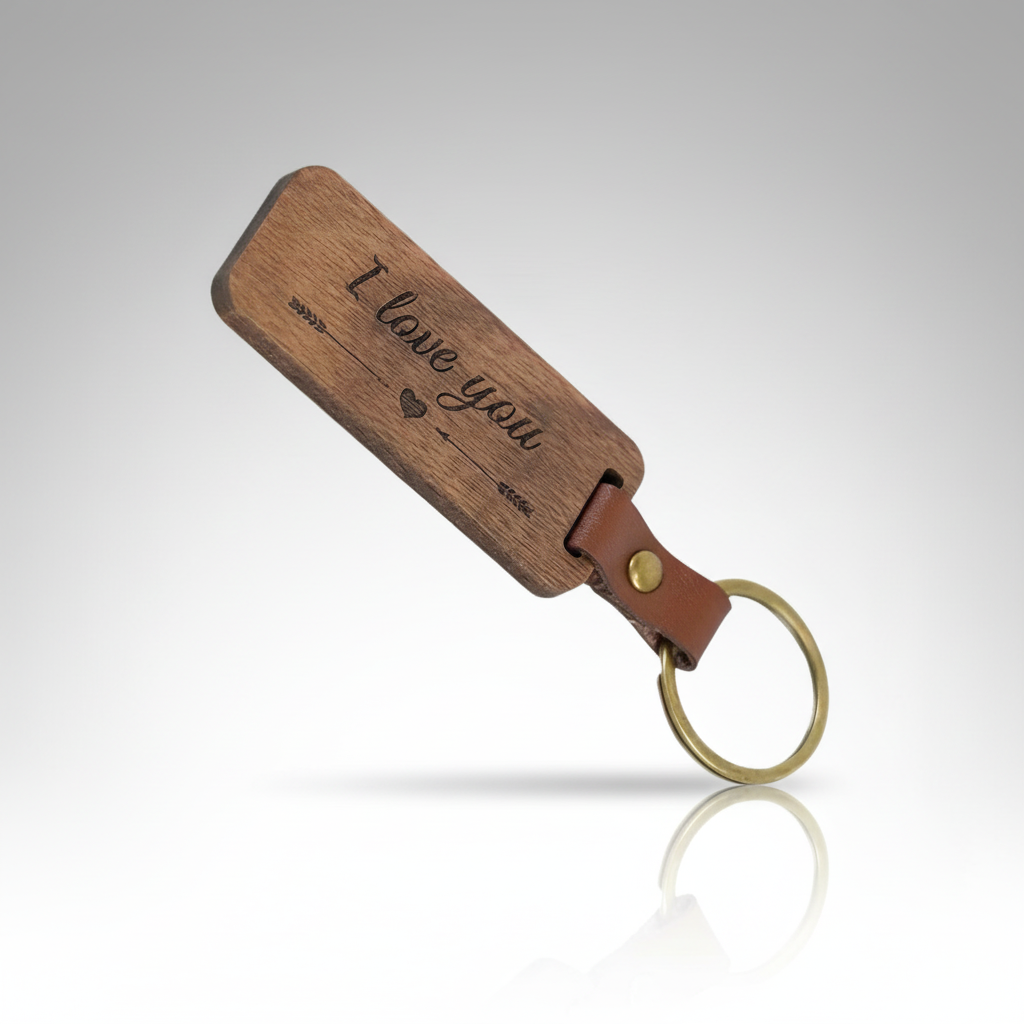 I Love You Walnut Heart Keychain