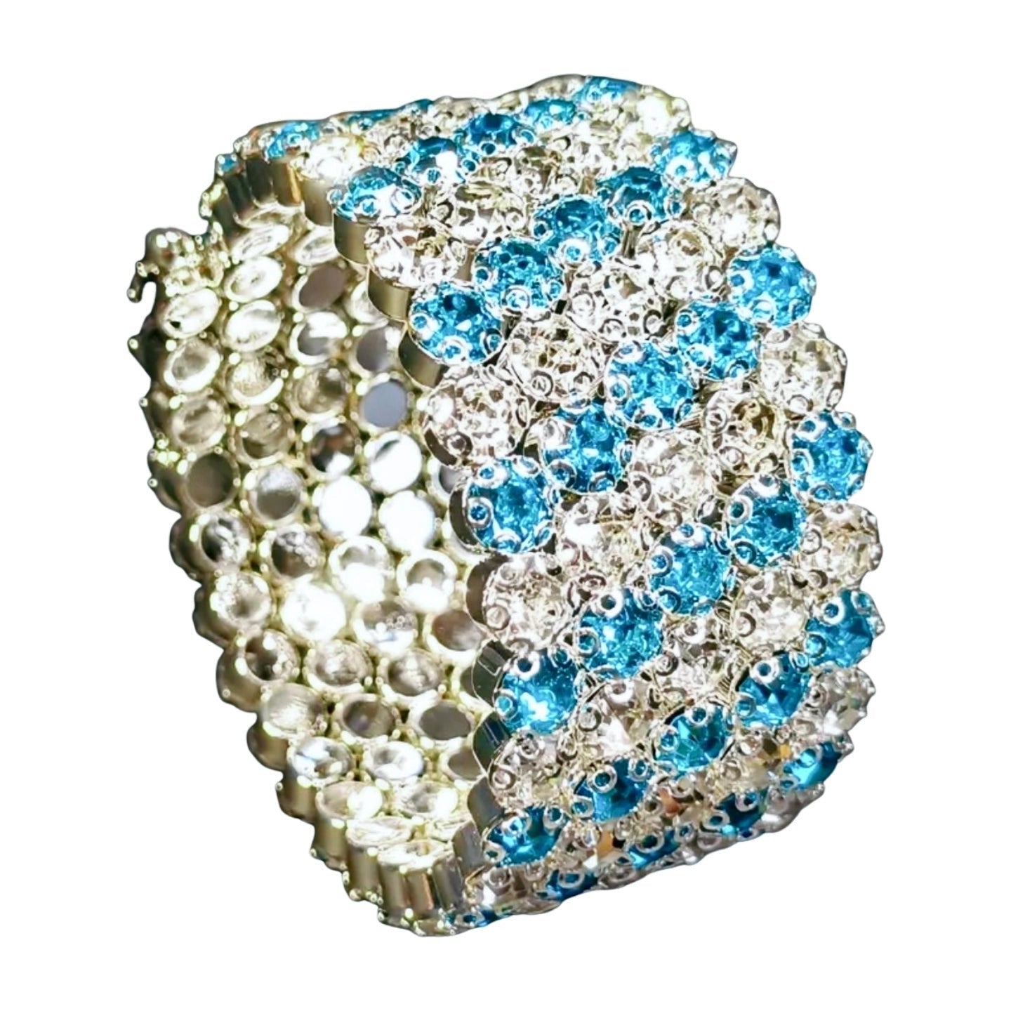Flexible 5 Row Rhinestone Bracelets-Silver Setting
