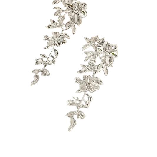 Floral Silver Earrings