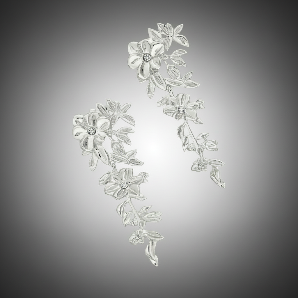 Floral Silver Earrings